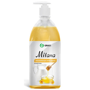 Жидкое крем-мыло с дозатором GraSS "Milana" молоко и мед, 1000мл.