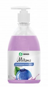 Жидкое крем-мыло с дозатором GraSS "Milana" чернмка в йогурте, 500мл.