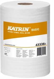 433382 Katrin Basic M, Рулонные бумажные полотенца с ц.в., 1-сл., 300м, упак 6 рул